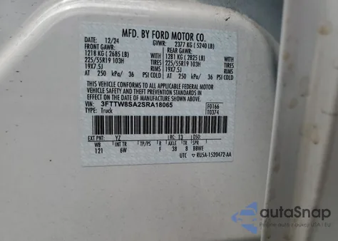 2025 Ford Maverick Lariat z USA, uszkodzony, nr VIN 3FTTW8SA2SRA18065